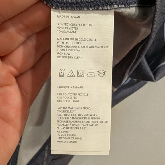 PRANA Sanna Jersey Dress M Dusky Blue Geometric Loose Fit Shift Style Cap Sleeve - Picture 10 of 12